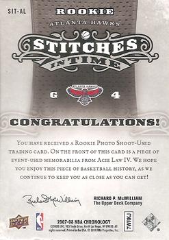 2007-08 Upper Deck Chronology - Stitches in Time 1 #SIT-AL Acie Law IV Back