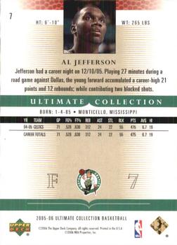 2005-06 Upper Deck Ultimate Collection #7 Al Jefferson Back