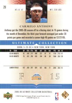 2005-06 Upper Deck Ultimate Collection #29 Carmelo Anthony Back