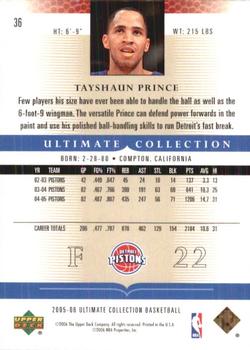 2005-06 Upper Deck Ultimate Collection #36 Tayshaun Prince Back