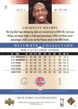 2005-06 Upper Deck Ultimate Collection #37 Chauncey Billups Back
