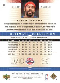 2005-06 Upper Deck Ultimate Collection #38 Rasheed Wallace Back