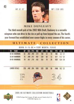 2005-06 Upper Deck Ultimate Collection #40 Mike Dunleavy Back
