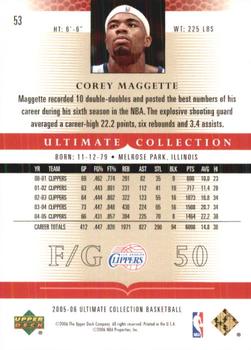 2005-06 Upper Deck Ultimate Collection #53 Corey Maggette Back