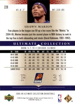 2005-06 Upper Deck Ultimate Collection #100 Shawn Marion Back