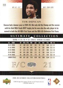 2005-06 Upper Deck Ultimate Collection #111 Tim Duncan Back