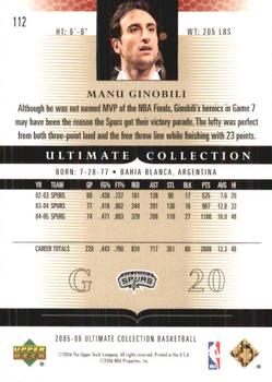 2005-06 Upper Deck Ultimate Collection #112 Manu Ginobili Back