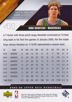 2005-06 Upper Deck #34 Dirk Nowitzki Back