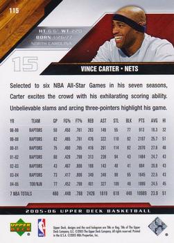 2005-06 Upper Deck #115 Vince Carter Back