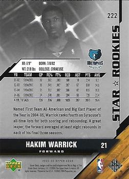 2005-06 Upper Deck #222 Hakim Warrick Back