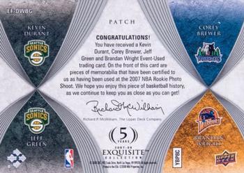 2007-08 Upper Deck Exquisite Collection - Foursome Patches #EF-DWBG Kevin Durant / Brandan Wright / Corey Brewer / Jeff Green Back
