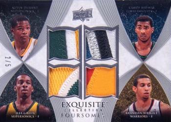 2007-08 Upper Deck Exquisite Collection - Foursome Patches #EF-DWBG Kevin Durant / Brandan Wright / Corey Brewer / Jeff Green Front