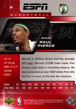 2005-06 Upper Deck ESPN #6 Paul Pierce Back