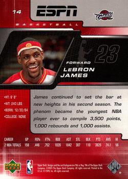 2005-06 Upper Deck ESPN #14 LeBron James Back