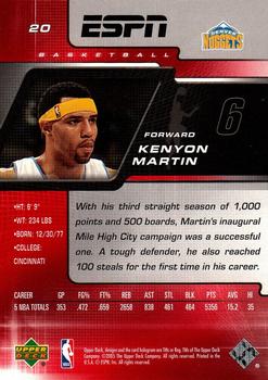 2005-06 Upper Deck ESPN #20 Kenyon Martin Back