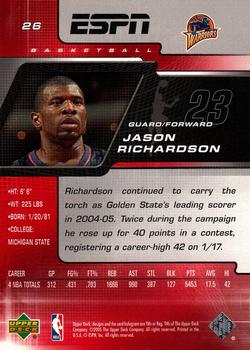 2005-06 Upper Deck ESPN #26 Jason Richardson Back