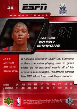 2005-06 Upper Deck ESPN #36 Bobby Simmons Back