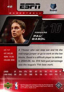 2005-06 Upper Deck ESPN #42 Pau Gasol Back