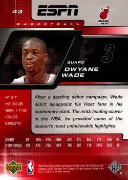 2005-06 Upper Deck ESPN #43 Dwyane Wade Back