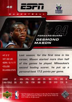 2005-06 Upper Deck ESPN #46 Desmond Mason Back