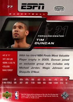 2005-06 Upper Deck ESPN #77 Tim Duncan Back