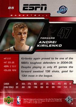 2005-06 Upper Deck ESPN #85 Andrei Kirilenko Back