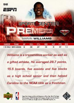 2005-06 Upper Deck ESPN #92 Marvin Williams Back