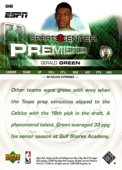 2005-06 Upper Deck ESPN #98 Gerald Green Back