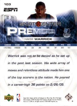 2005-06 Upper Deck ESPN #103 Hakim Warrick Back