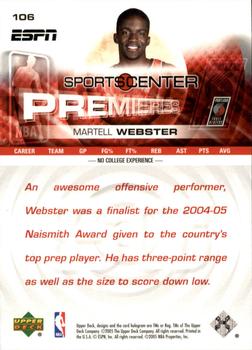 2005-06 Upper Deck ESPN #106 Martell Webster Back