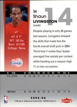 2005-06 Hoops #54 Shaun Livingston Back