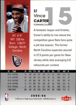 2005-06 Hoops #82 Vince Carter Back