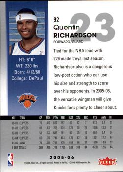 2005-06 Hoops #92 Quentin Richardson Back