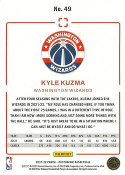 2021-22 Panini Photogenic #49 Kyle Kuzma Back