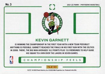 2021-22 Panini Photogenic - Championship Feels #3 Kevin Garnett Back