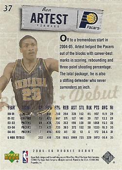 2005-06 Upper Deck Rookie Debut #37 Ron Artest Back