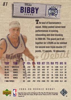 2005-06 Upper Deck Rookie Debut #81 Mike Bibby Back