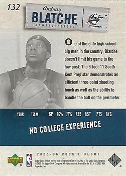 2005-06 Upper Deck Rookie Debut #132 Andray Blatche Back