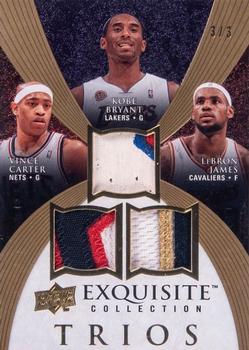2007-08 Upper Deck Exquisite Collection - Trios Patches Gold #ET-BCJ Kobe Bryant / Vince Carter / LeBron James Front