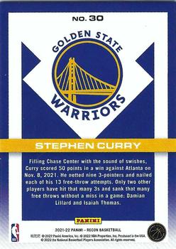 2021-22 Panini Recon #30 Stephen Curry Back