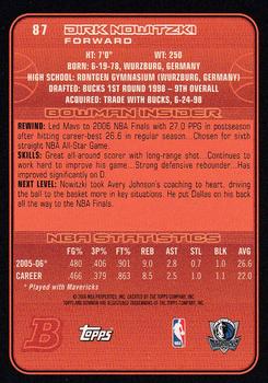 2006-07 Bowman #87 Dirk Nowitzki Back