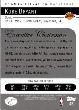 2006-07 Bowman Elevation #46 Kobe Bryant Back