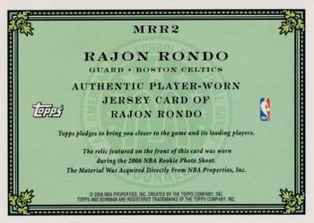 2006-07 Bowman - McDonald's All-American Rookie Relics #MRR2 Rajon Rondo Back