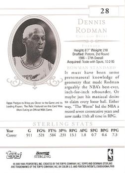 2006-07 Bowman Sterling #28 Dennis Rodman Back