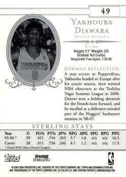 2006-07 Bowman Sterling #49 Yakhouba Diawara Back