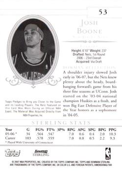 2006-07 Bowman Sterling #53 Josh Boone Back