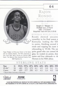 2006-07 Bowman Sterling #64 Rajon Rondo Back