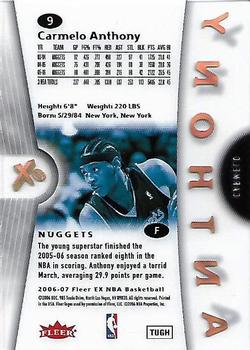 2006-07 E-X #9 Carmelo Anthony Back