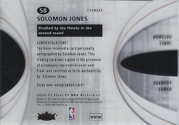 2006-07 E-X #58 Solomon Jones Back