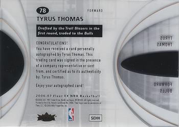 2006-07 E-X #78 Tyrus Thomas Back